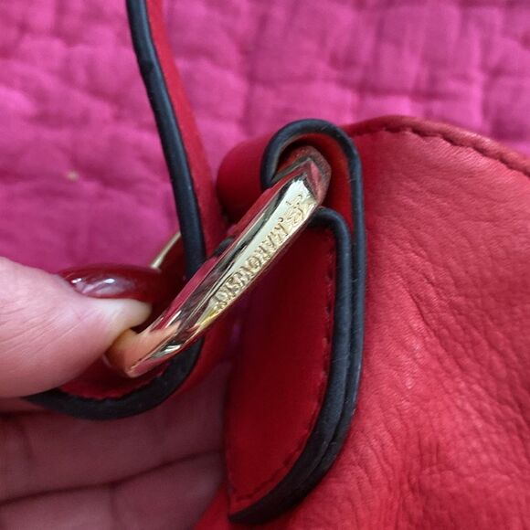 B Makowsky genuine leather Vibrant Red Crossbody Bag with Adjustable Strap - Picture 3 of 8